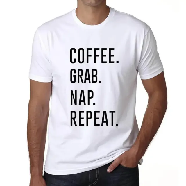 ULTRABASIC Homme Tee-Shirt Café Sieste Répétition Coffee Grab Nap Repeat