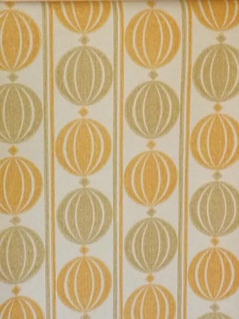 Papier Peint Vintage Années 70 - Motif Vert, Fabrication Française, Rouleau 10m X 0,5m