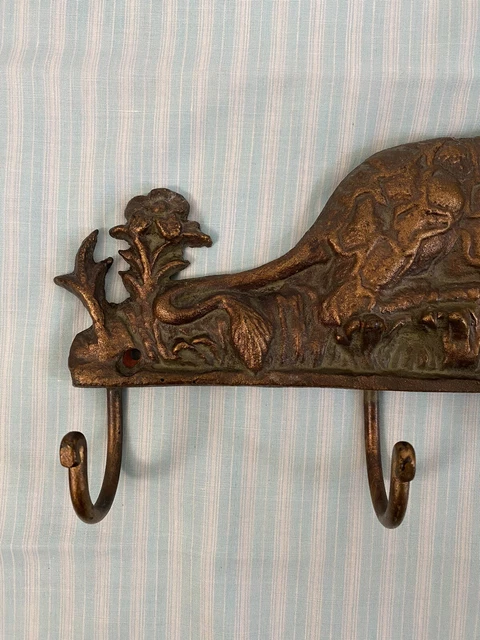 Brass Coat Hook Hanger Antique Key Towel Hat 5 Hooks Rack Wall Decor Zebra 2