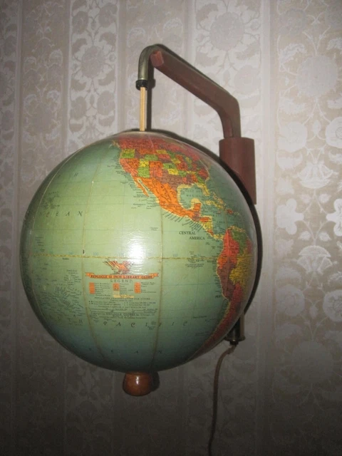 💕 Mid-Century Modern Repogle World Globe Swag Lamp Wall Mount St135 3Pt8