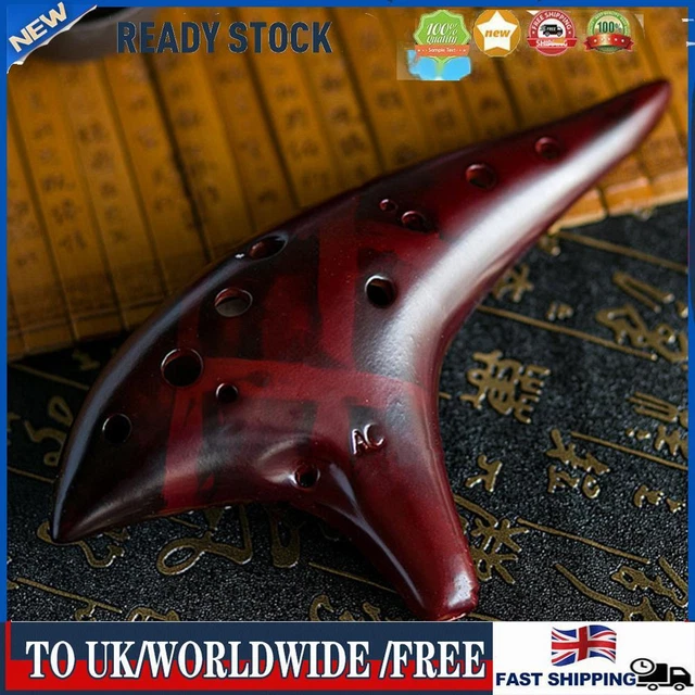 12 Hole Smokey Fired Alto C Tone Ocarinas with Protective Bag (Light Brown)