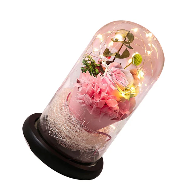 ARTIFICIAL FLOWER LIGHT Wooden Base Night Lamp LED Nightlight £31.75