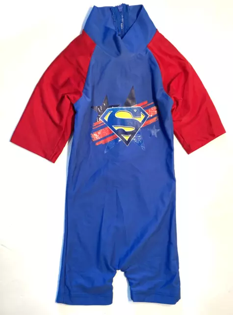 DC Comics Superman Rash Guard Swimsuit-Blue & Red-Stretch- Size 3 (24-36 Months)