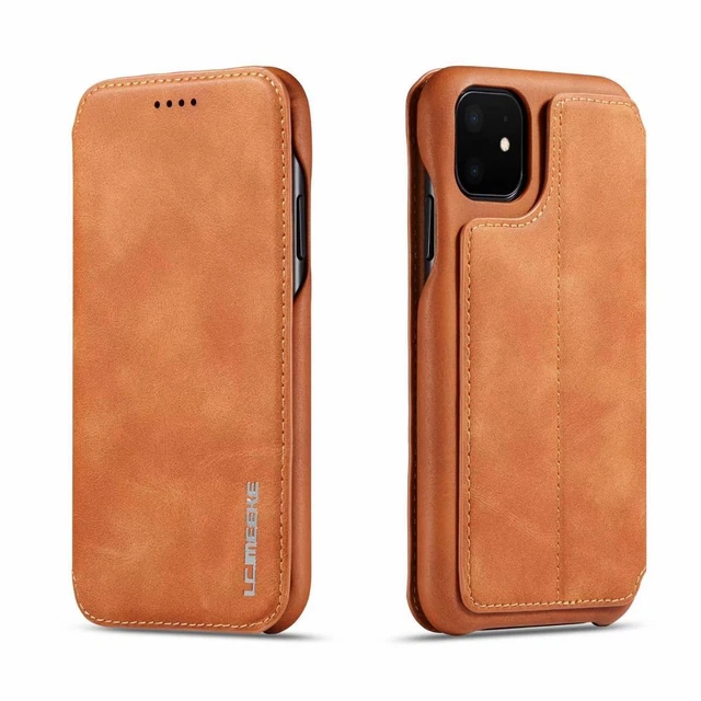 Genuine Leather Flip Magnet Stand Holder Case for iPhone 15 14 13 12 11 Pro Max