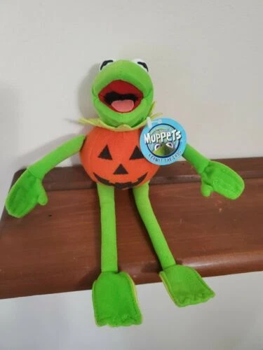 Muppets Kermit the Frog Halloween Pumpkin Plush 11" Nanco Jim Henson Stuffed Toy