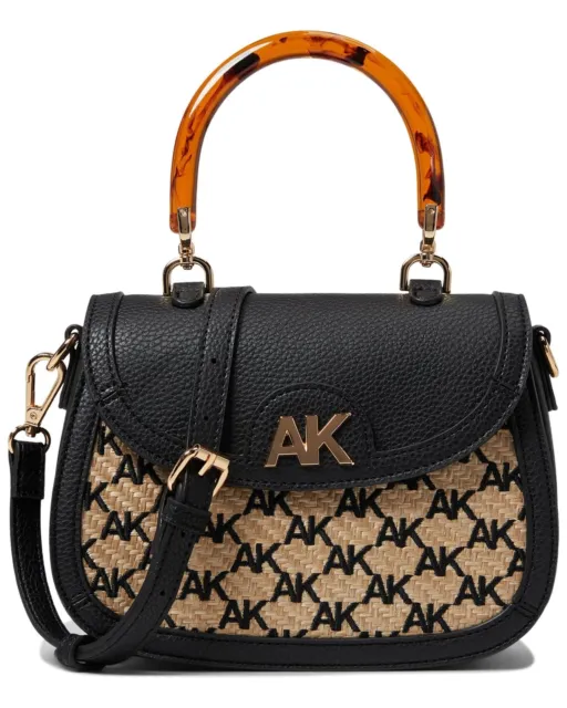 Anne Klein Black AK Embroidered Women Satchel