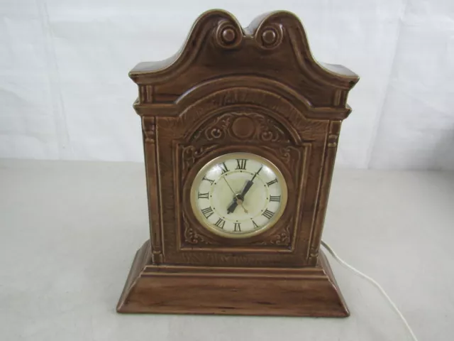 Vintage Ceramic Mantel Clock Holland Mold Lanshire Self Starting Handmade-Works