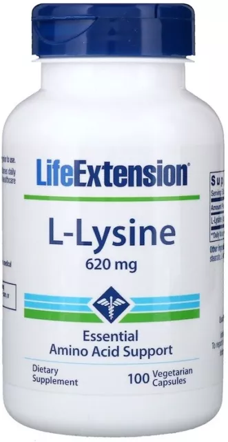 Life Extension L-LYSINE, 620mg Essentiel Acide Aminé Support 100 Veg Capsules