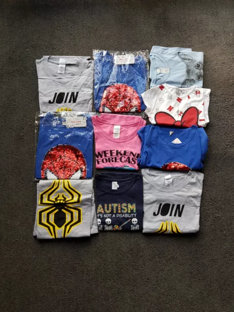 Joblot New T Shirts Mens Womens Kids Wholesale Mixed Bundle 10 Pcs Tops Clothes