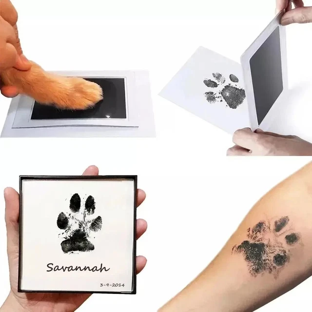 PET PAW PRINT Clean Touch Ink Pad Inkless Dog Cat Keepsake DIY Memory ...