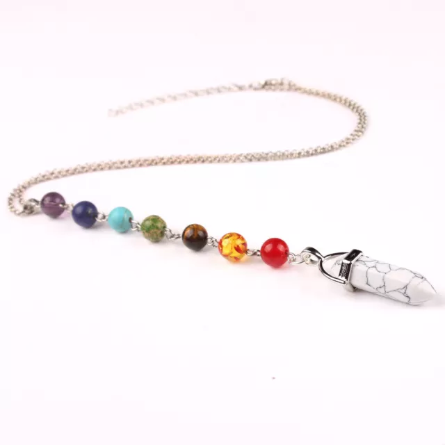 Natural White Howlite Gems Stone Pendulum Chakra Necklace Healing Wholesale