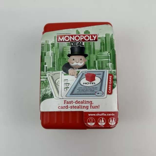 Monopoly Deal Shuffle Card Game Red Hard Travel Case 100% Complete CIB | VGC