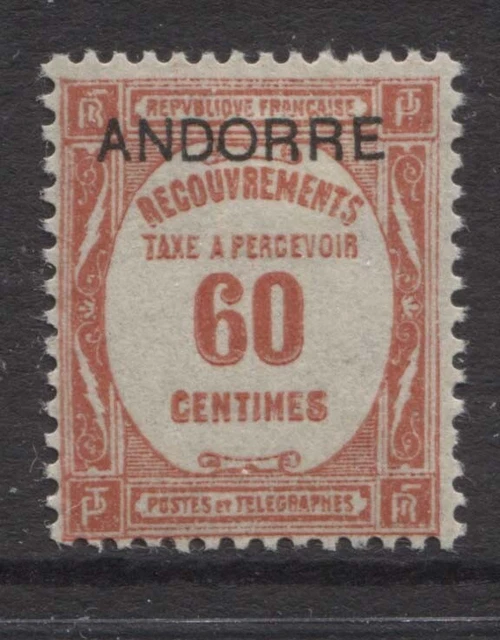 ANDORRA - 1931/32 POSTAGE DUE 60c RED MINT SG.FD34 (REF.E15)