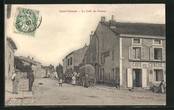 CPA Saint-Clement, Le Cafe du Centre 1907