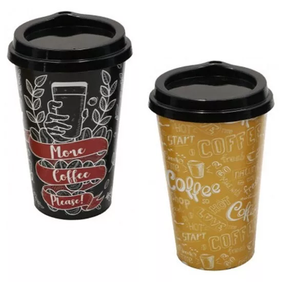 2x Kaffeebecher Mehrweg Kaffee-Becher Coffee Mug To Go, 440 ml, mit Deckel