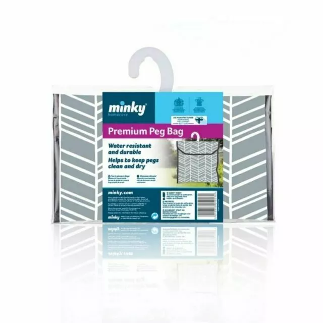 MINKY Premium Washing Line Peg Bag Holder Geometric Grey Design P71 Water Resist