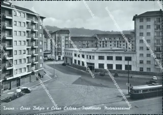 cg319 cartolina torino citta'   corso belgio e corso cadore motorizzazione tram