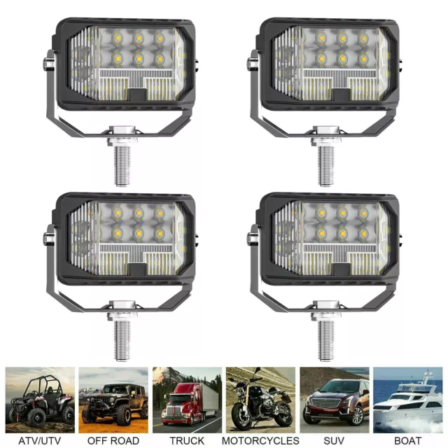 LED Spot Flood Lamp Dual Side Amber & White Work DRL Lights For SUV ATV Truck UK