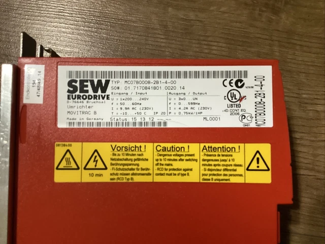 SEW EURODRIVE MOVITRAC B Inverter Di Frequenza Mc07B0008-2B1-4-00 EUR ...