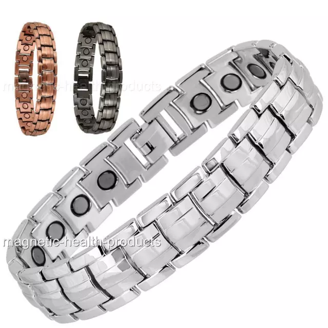 Mens Magnetic Health Bracelet Carpal Tunnel Bangle Silver Arthritis Pain Relief