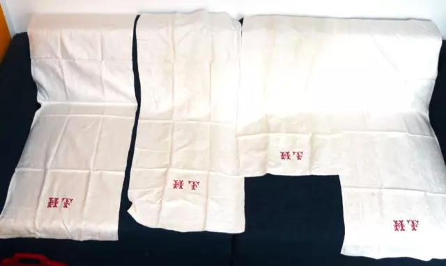 4x Antike Küchentücher Leinentücher Handtücher (Tücher teils mit Aufhängern) Mus