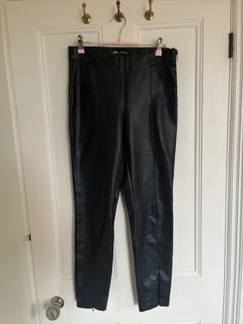 Zara Faux Leather Leggings Zipped Legs - Medium