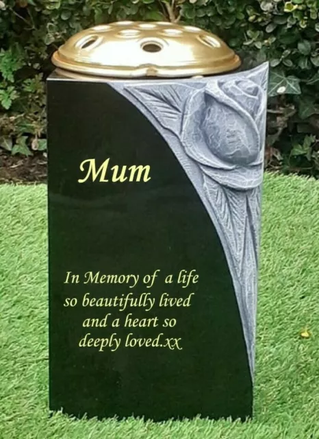 Inciso Personalizzato Granito Nero Memoriale Tomba Targa Pietra Cimitero