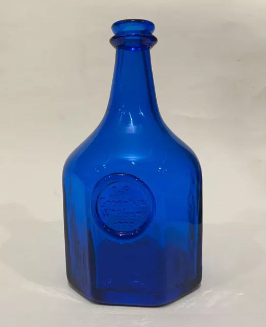 Jn Greenhow Williamsburg 1770 Cobalt Blue Glass Bottle Reproduction