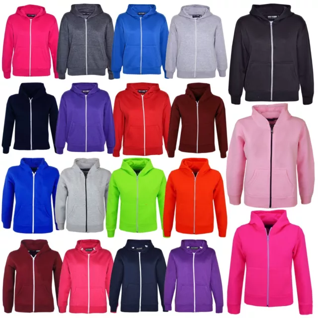 New Bambine Unisex Tinta Unita Fleace Felpa Zip Stile 1st Classe Spedizione