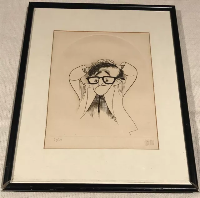 Al Hirschfeld, Hand-Signed, Limited-Edition, Framed, Woody Allen RARE ETCHING