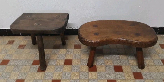 Repose-pieds Ancien En Bois – Tabouret Art Populaire, Fait Main H19cm