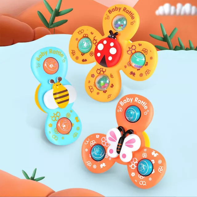 3x Baby Suction Cup B Spinner Cartoon Toys Fidget Spinning Fun Toys Bee Gifts 2