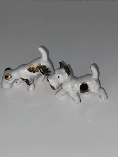 Pair Of Vintage Airedale Terrier Dogs Figurine Porcelain Japan