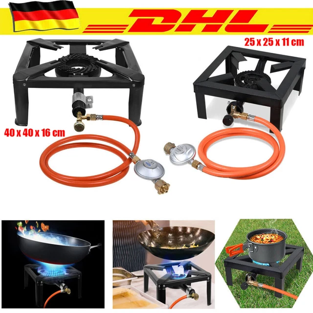 Gaskocher Economic Mit Schlauch Gaskocher Economic 8 KW - Hockerkocher Mit Schlauch Und Regler Für DE/AT Druckminderer 50mbar