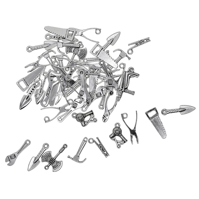 50 Stück tibetischen Silber Mixed Tool AX Hammer Piler Wrench Anhänger