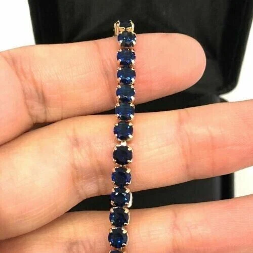 15Ct Round Lab Created Sapphire Tennis Bracelet 14k Yellow Gold Plated Silver 15Ct Round Lab Created Sapphire Tennis Bracelet 14k Yellow Gold Plated Silver