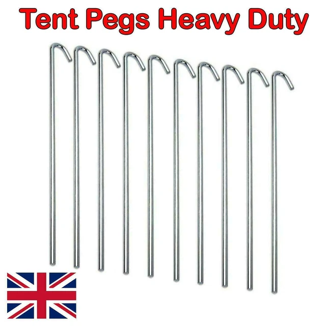 10/20/50/100 Heavy Duty Galvanised Steel Tent Pegs Metal Camping Ground Sheet