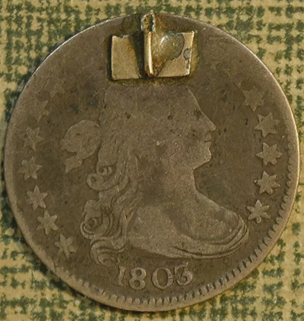 1803 Draped Bust Dime Love Token With Pin Attachment