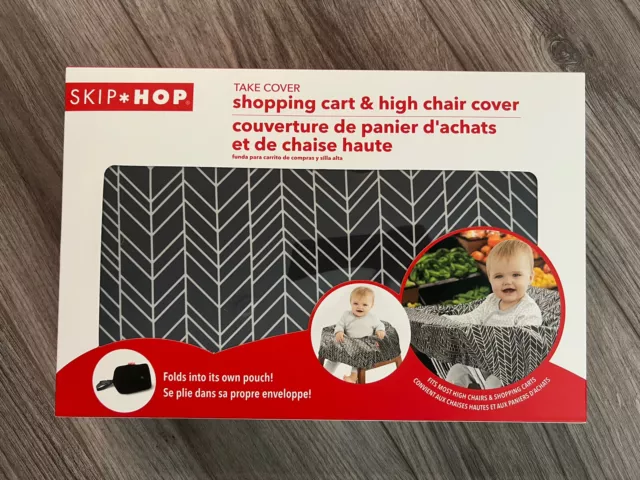 Skip Hop 2-in-1 Shopping Cart and High Chair Cover, Dark Grey & White ~ NEW