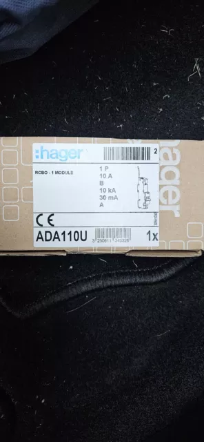 2 x Hager ADA110U 10A 30mA RCBO Leistungsschalter Typ B 1 POL RCBO