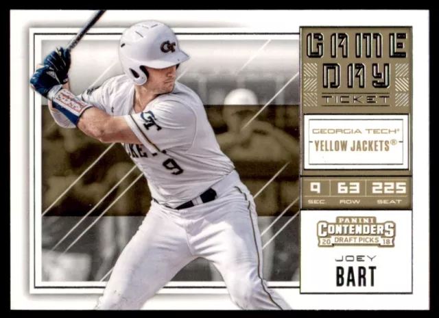 2018 Panini Contenders Draft Picks Game Day Tickets Joey Bart Georgia Tech