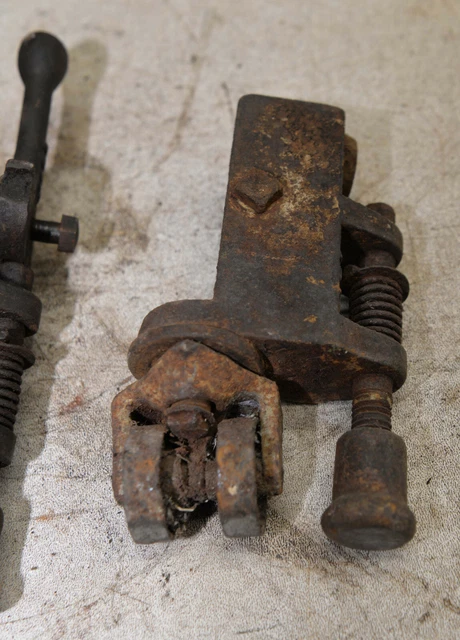 4 antique safe or machine roller wheel & lock down cast iron collectible lot M13 11