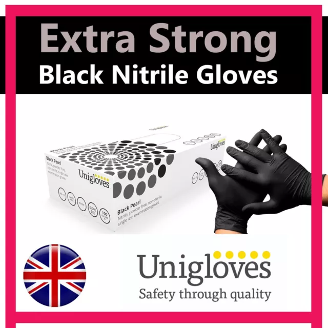 100 Black Nitrile Disposable Gloves Powder Latex Free Tattoo Mechanic Valeting