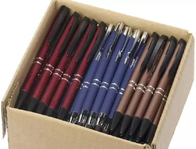 5Lb Box of Assorted Misprint Ink Pens Bulk Ballpoint Pens Retractable Metal Lot