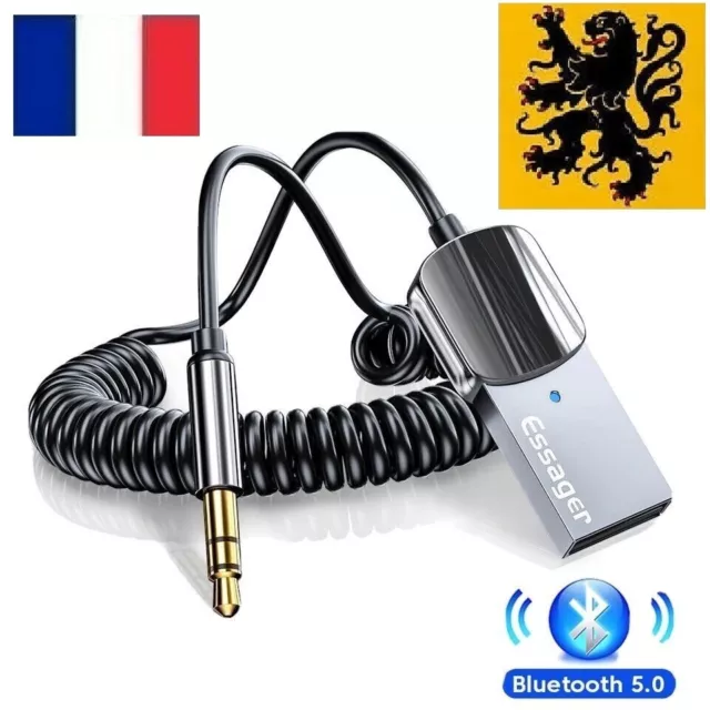 Câble Cordon Audio Jack 3,5mm USB 100cm Auxiliaire Auto Bluetooth Sans Fil