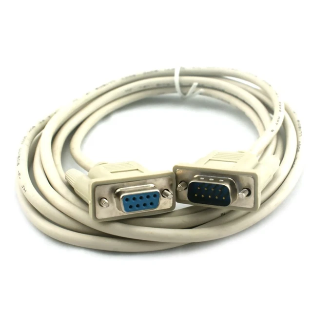 WHITE DB9 MALE to DB9 Female Serial Extension Cable Wire Durable ...