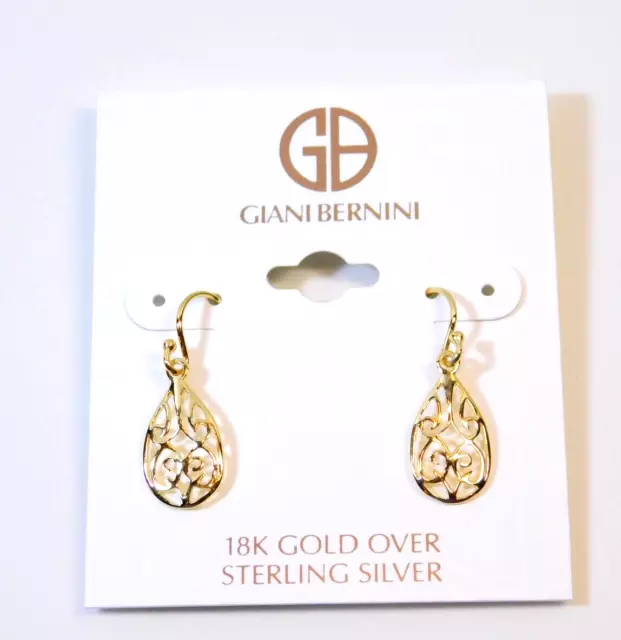 Giani Bernini 18K Gold Over Sterling Silver Filigree Teardrop Dangle Earrings