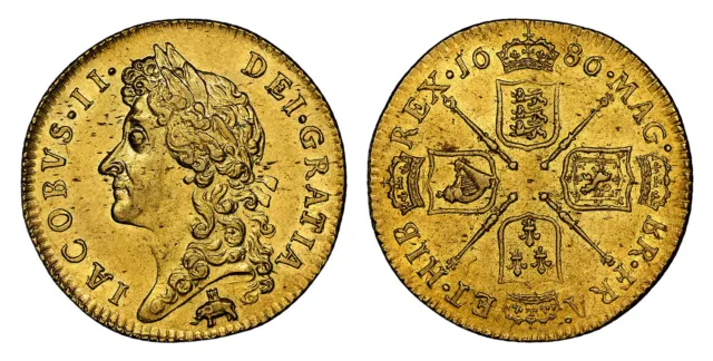 England James II. (King, 1685-88). 1686 AV Guinea. NGC MS61. KM 459.2; SCBC-3403
