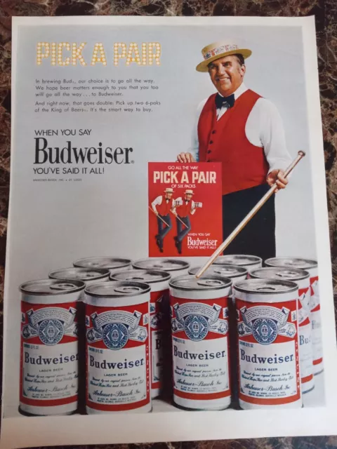 Budweiser Beer Ed McMahon Pick a Pair Six Packs 1971 Vintage Print Ad