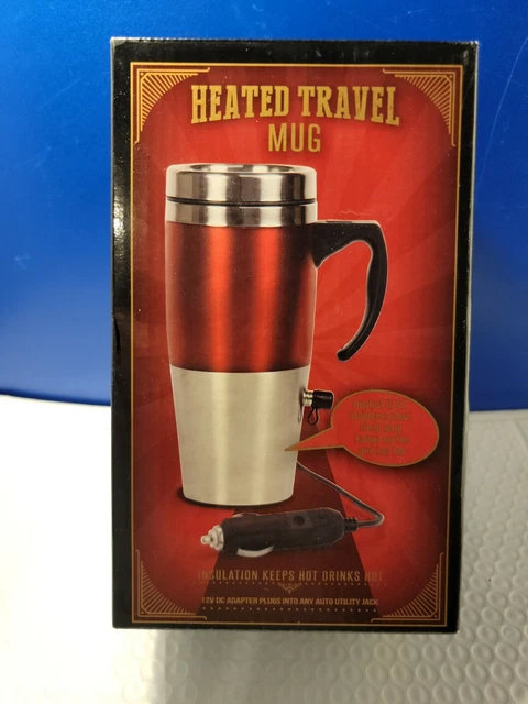 Stainless Steel 15oz Heated Travel Mug Insulation Keep Hot&Cold W/ 12VDC Adapter
